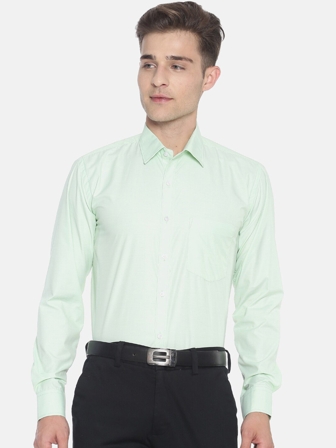 

Instafab Men Green Classic Regular Fit Solid Formal Shirt