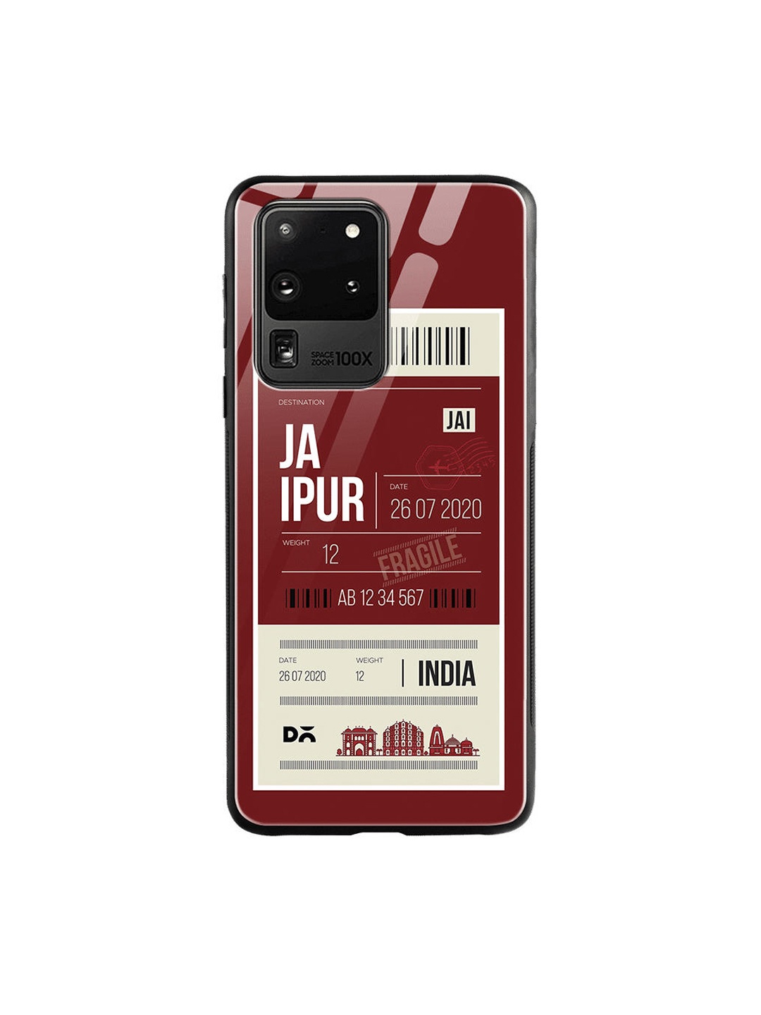 

DailyObjects Maroon & White Jaipur City Tag Samsung Galaxy S20 Ultra Shock Absorbent Glass Case