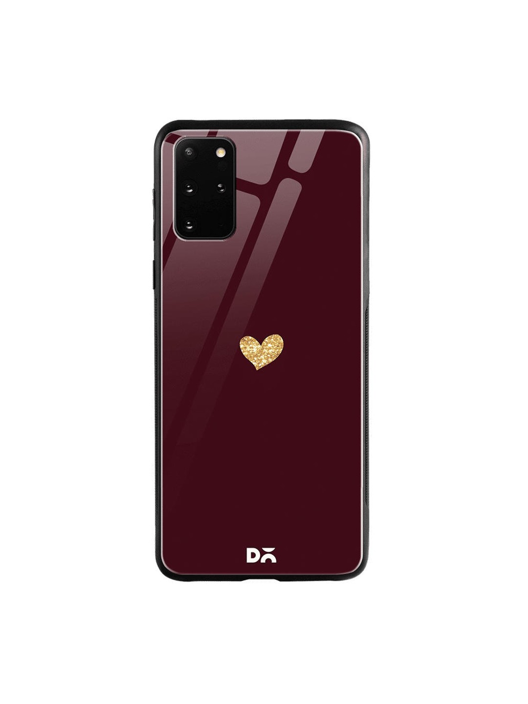 

DailyObjects Burgundy & Beige Sparkle Heart Samsung Galaxy S20 Plus Shock Absorbent Glass Case