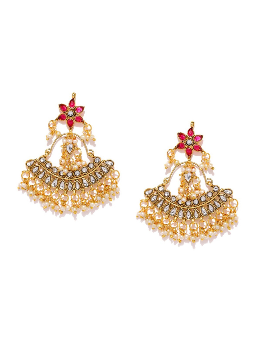 

Sukkhi Gold-Plated Crescent Shaped Chandbalis, Pink