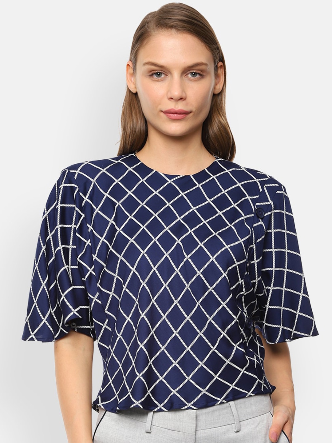 

Van Heusen Woman Women Navy Blue Checked Top