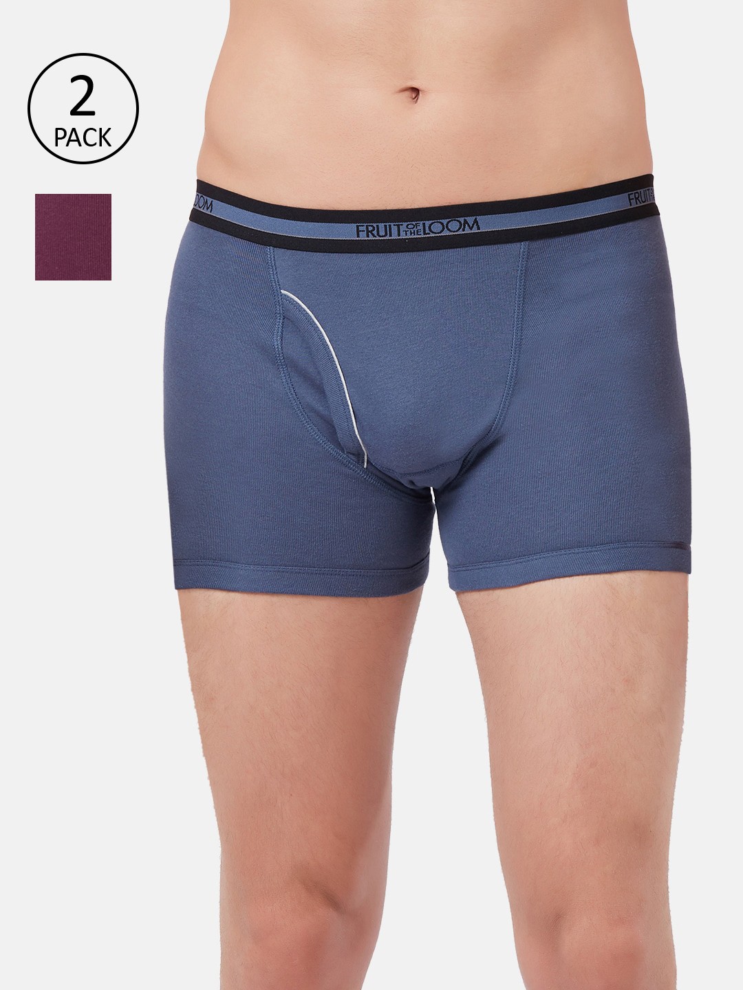

Fruit of the loom Men Pack Of 2 Solid Trunks MBB02-2P-A1S3, Blue