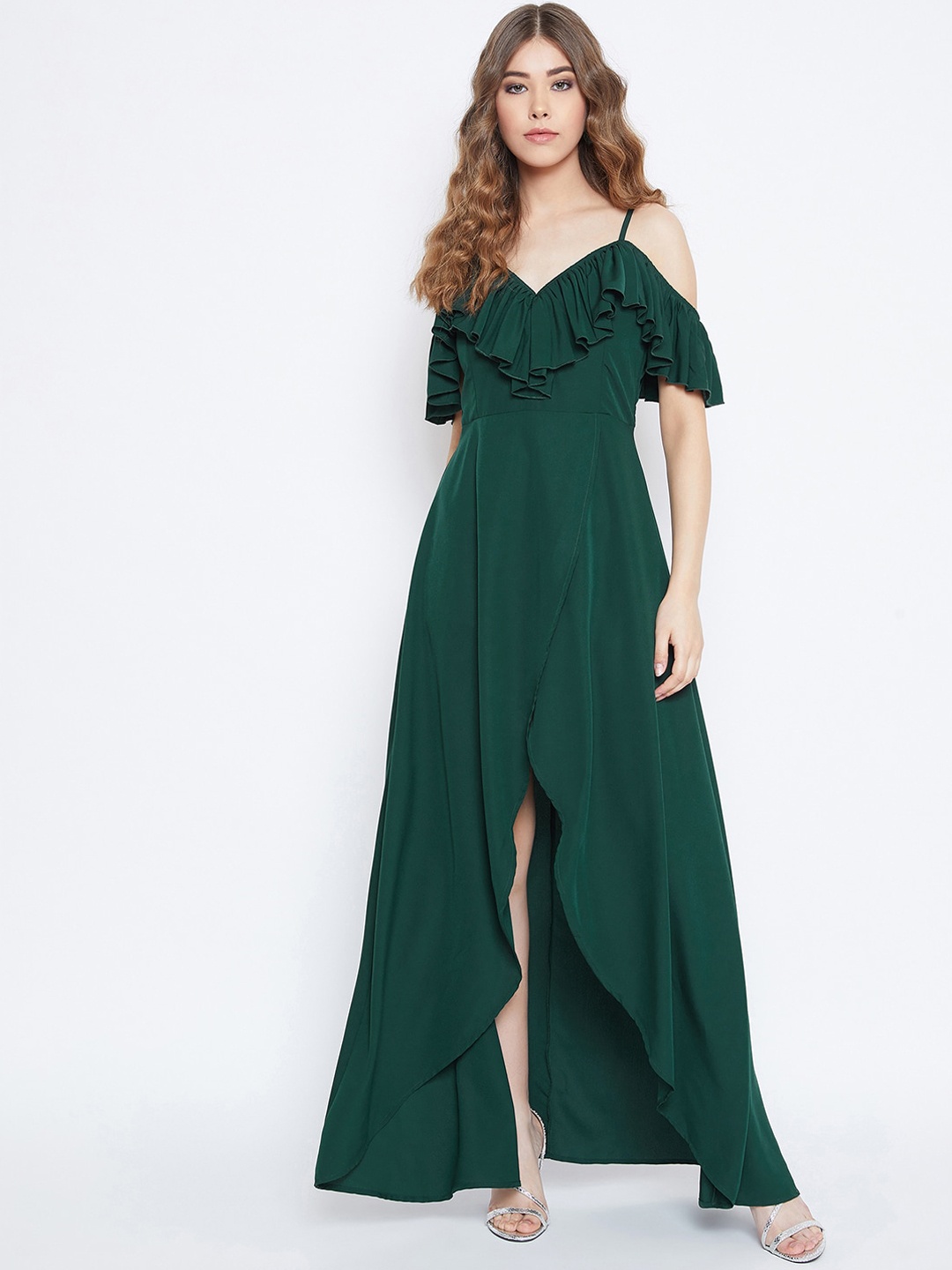 

Berrylush Women Green Solid Maxi Dress