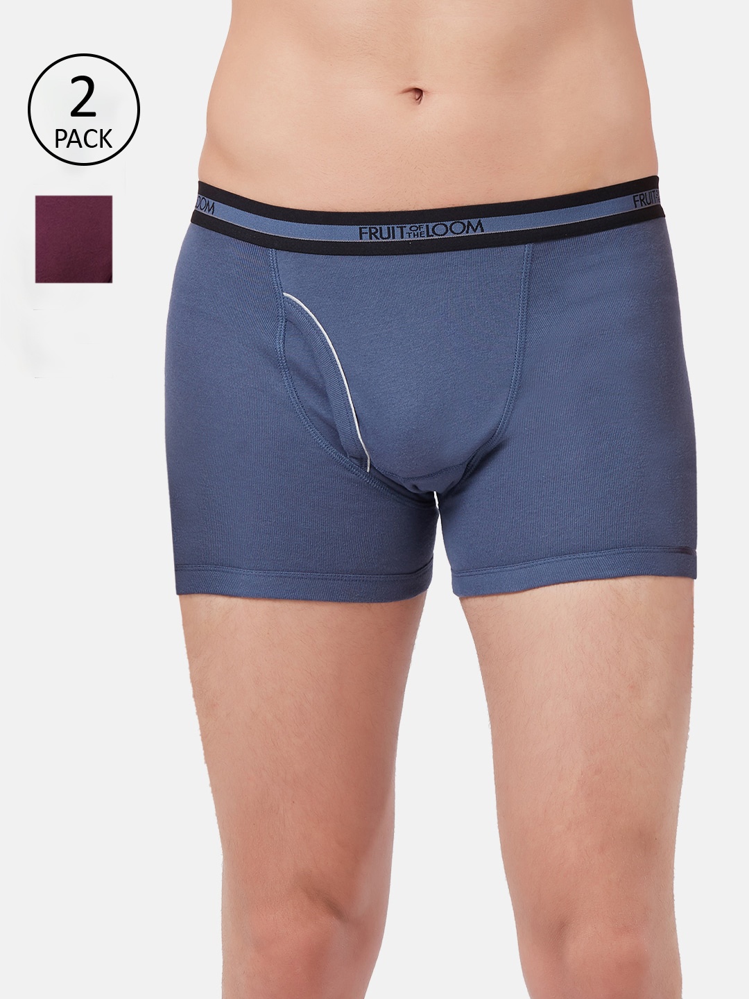 

Fruit of the loom Men Pack Of 2 Solid Trunks MBB02-2P-A1S3, Blue