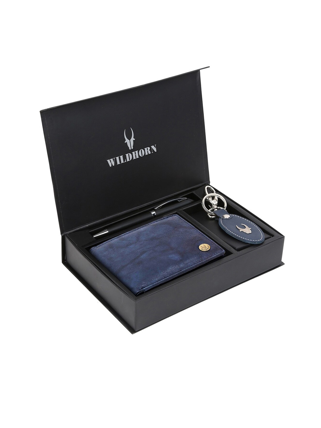 

WildHorn Men Blue & Black RFID Protected Genuine Leather Accessory Gift Set