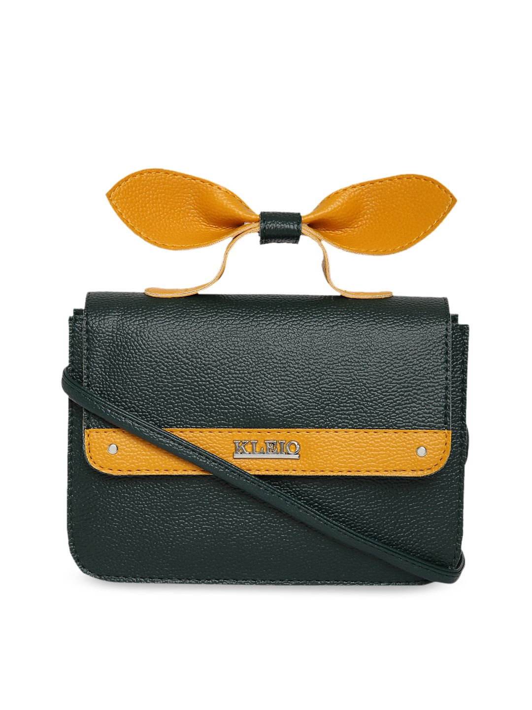 

KLEIO Colorblocked Top Bow Sling Bag, Green