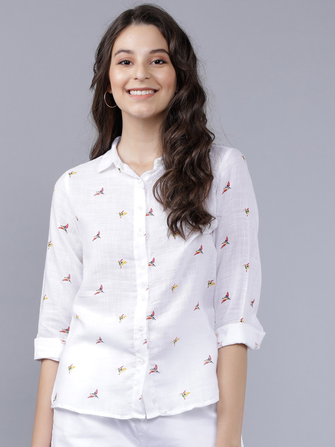 

Tokyo Talkies Women White Regular Fit Printed Casual Shirt