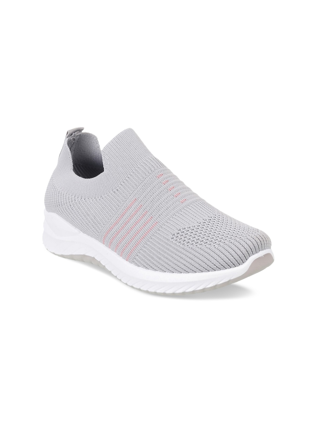 

WALKWAY by Metro Women Grey & Pink Woven Design Slip-On Sneakers