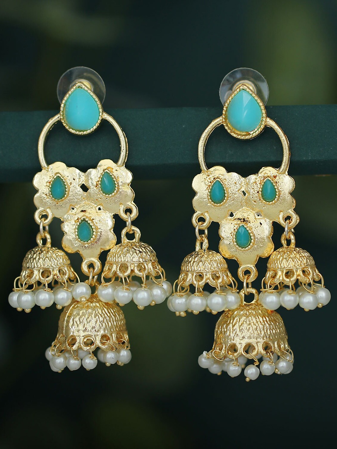 

Sukkhi Gold-Plated Dome Shaped Jhumkas, Blue