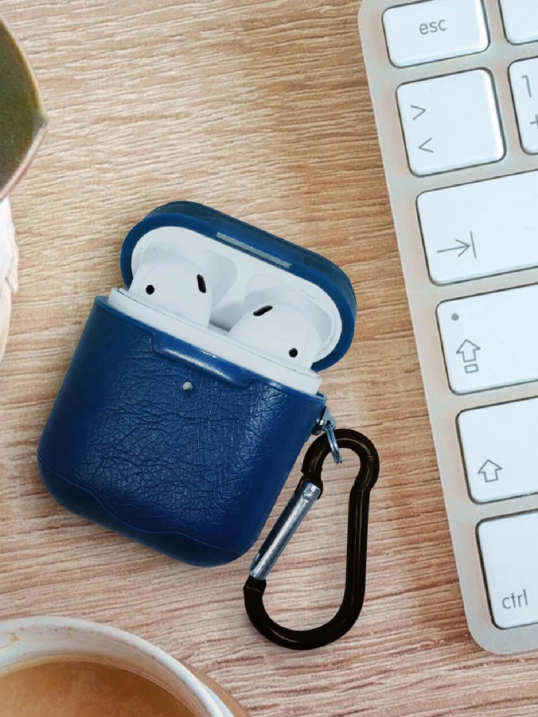 

macmerise Navy Blue Leather Earbuds Case