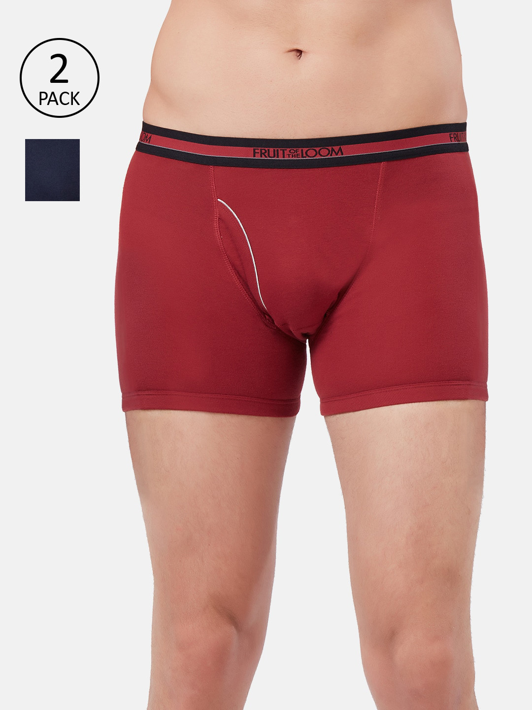 

Fruit of the loom Men Pack Of 2 Solid Trunks MBB02-2P-A1S2, Red