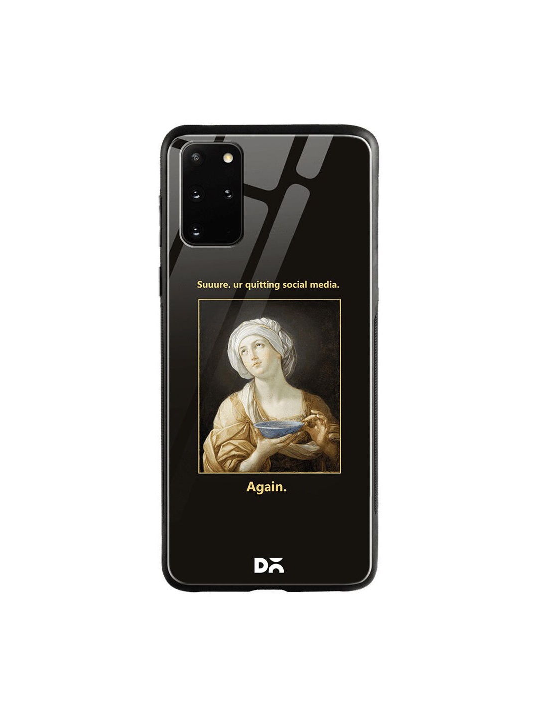 

DailyObjects Black & Beige Social Media Samsung Galaxy S20 Plus Shock Absorbent Glass Case