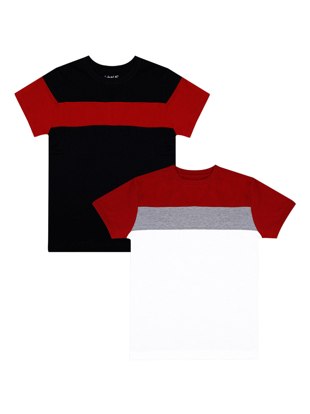 

Luke & Lilly Boys Pack Of 2 Red & Black Colourblocked Round Neck T-shirt