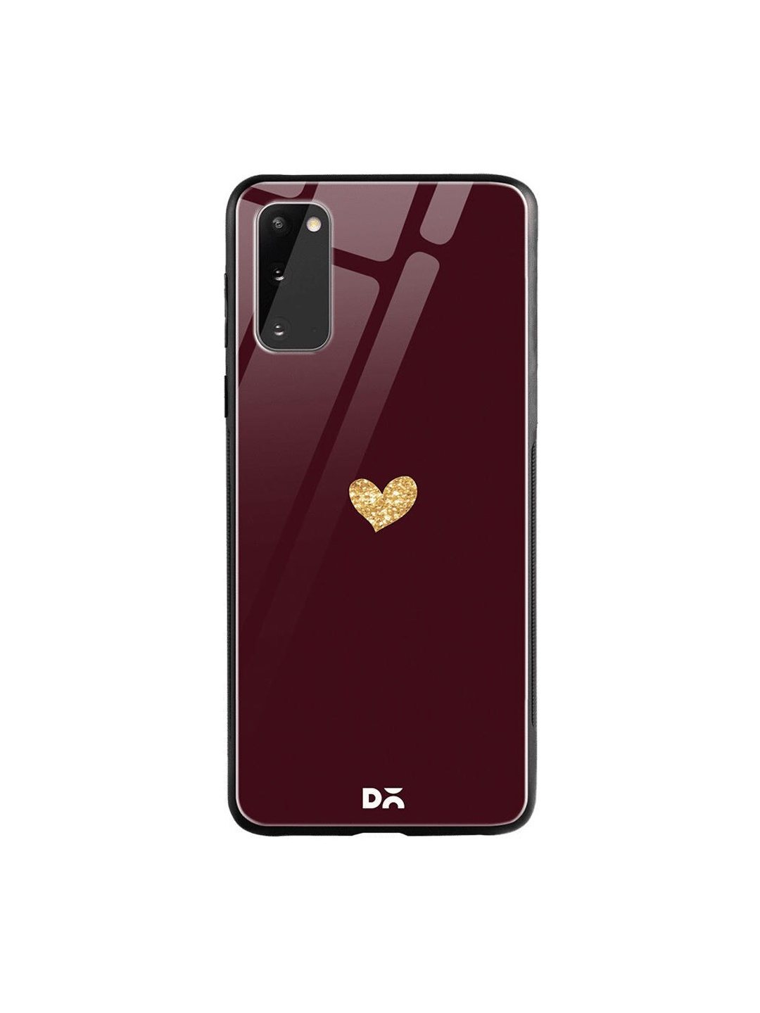 

DailyObjects Burgundy & Beige Sparkle Heart Samsung Galaxy S20 Shock Absorbent Glass Case