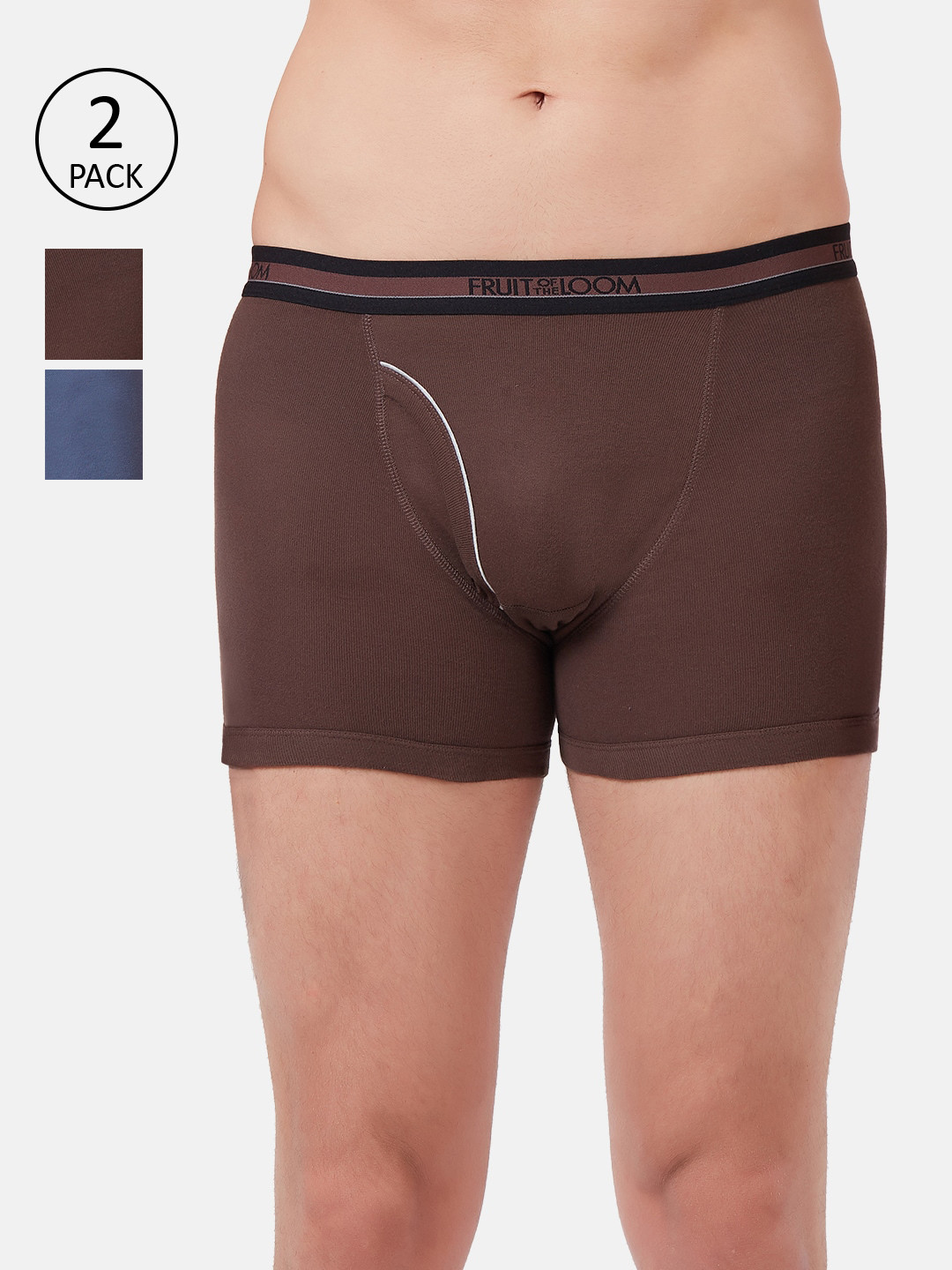 

Fruit of the loom Men Pack Of 2 Solid Trunks MBB02-2P-A1S4, Brown