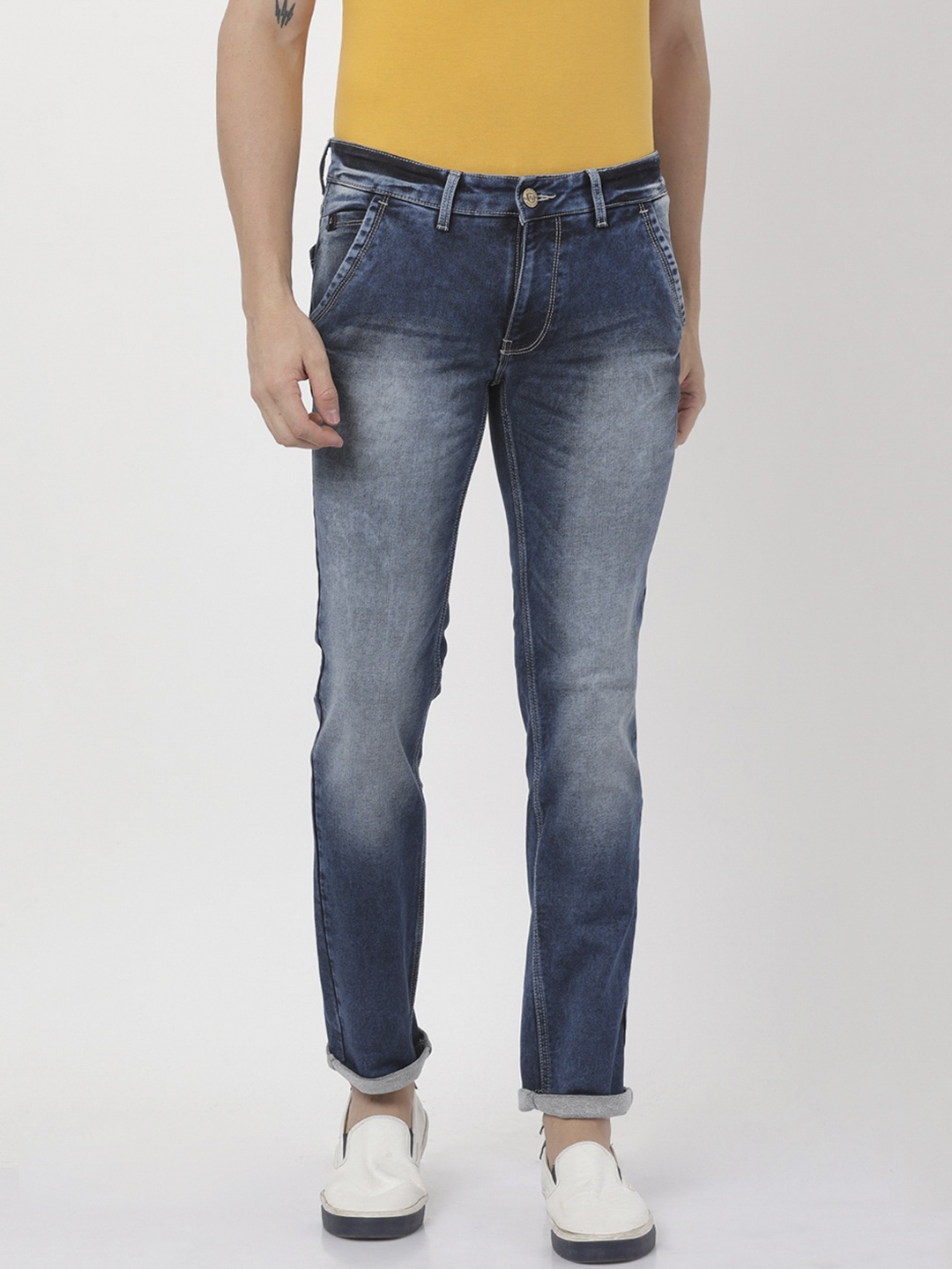 

Llak Jeans Men Blue Skinny Fit Mid-Rise Low Distress Stretchable Jeans