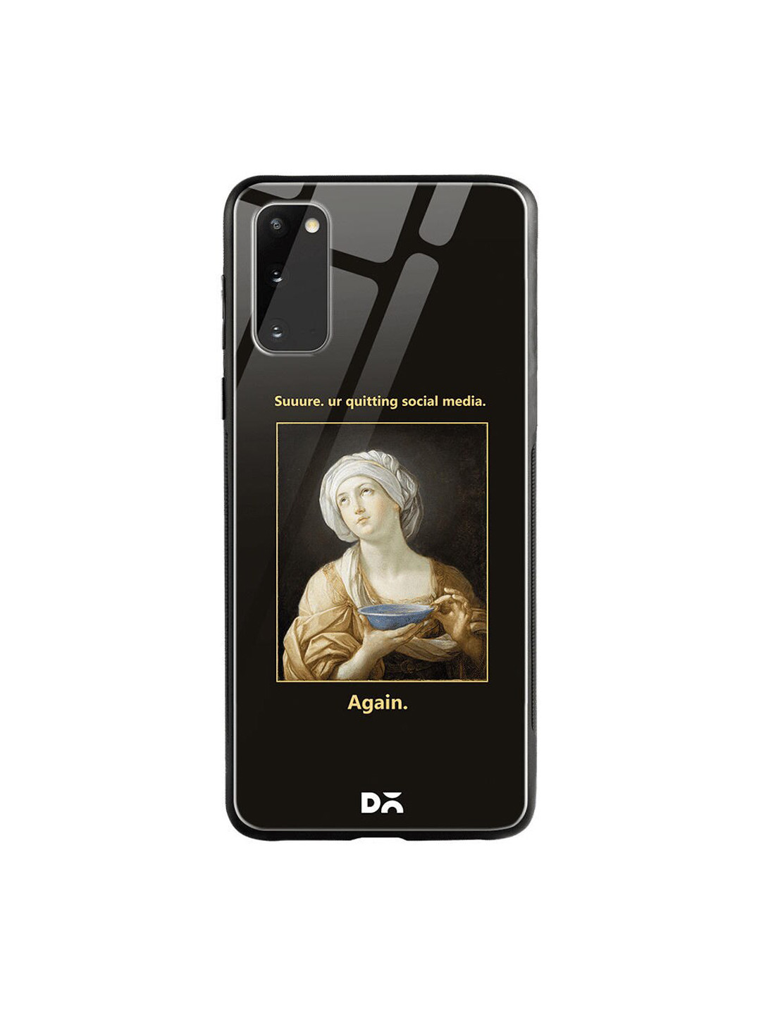 

DailyObjects Black & Beige Social Media Samsung Galaxy S20 Shock Absorbent Glass Case