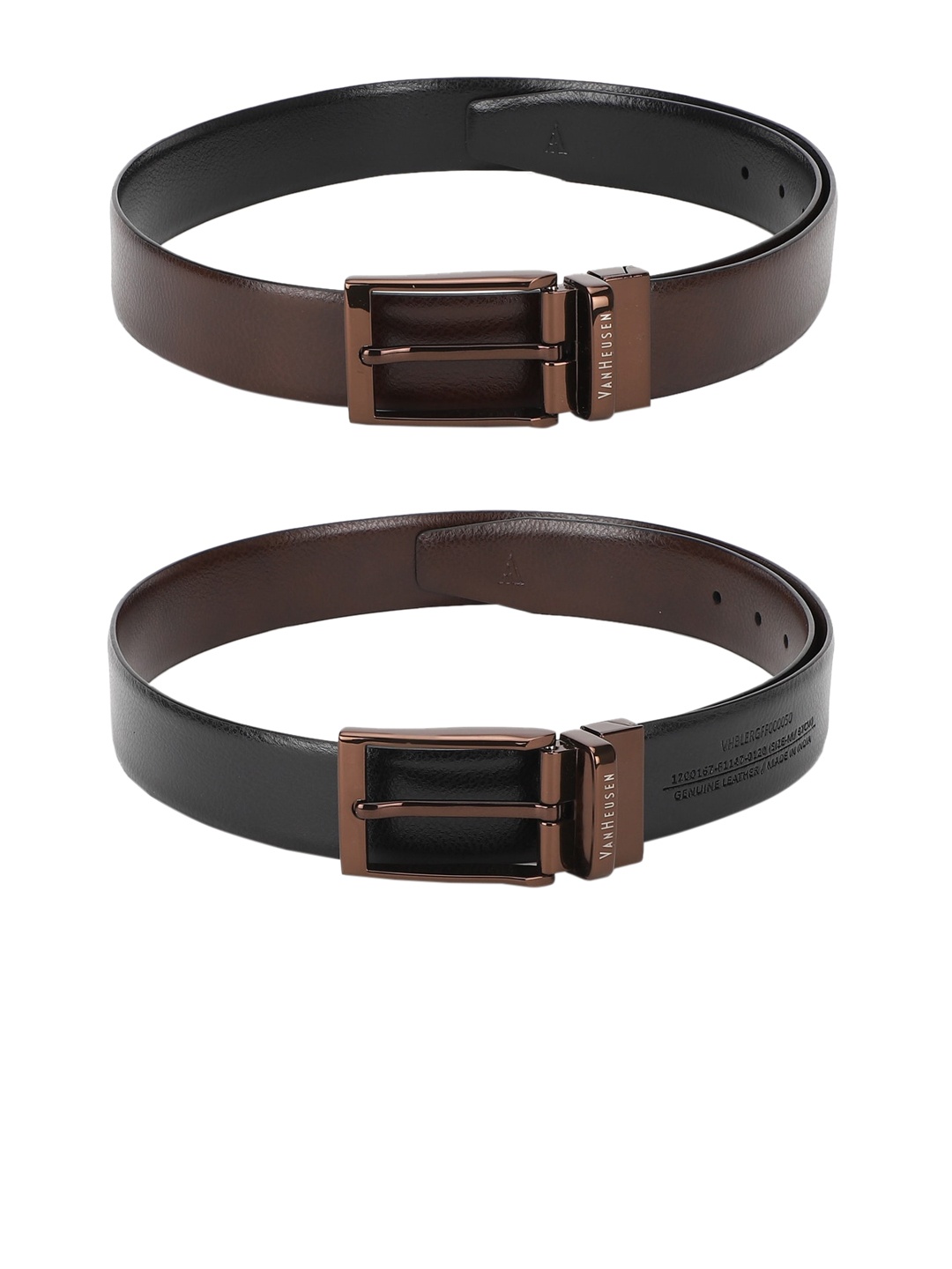 

Van Heusen Men Brown Solid Leather Reversible Belt