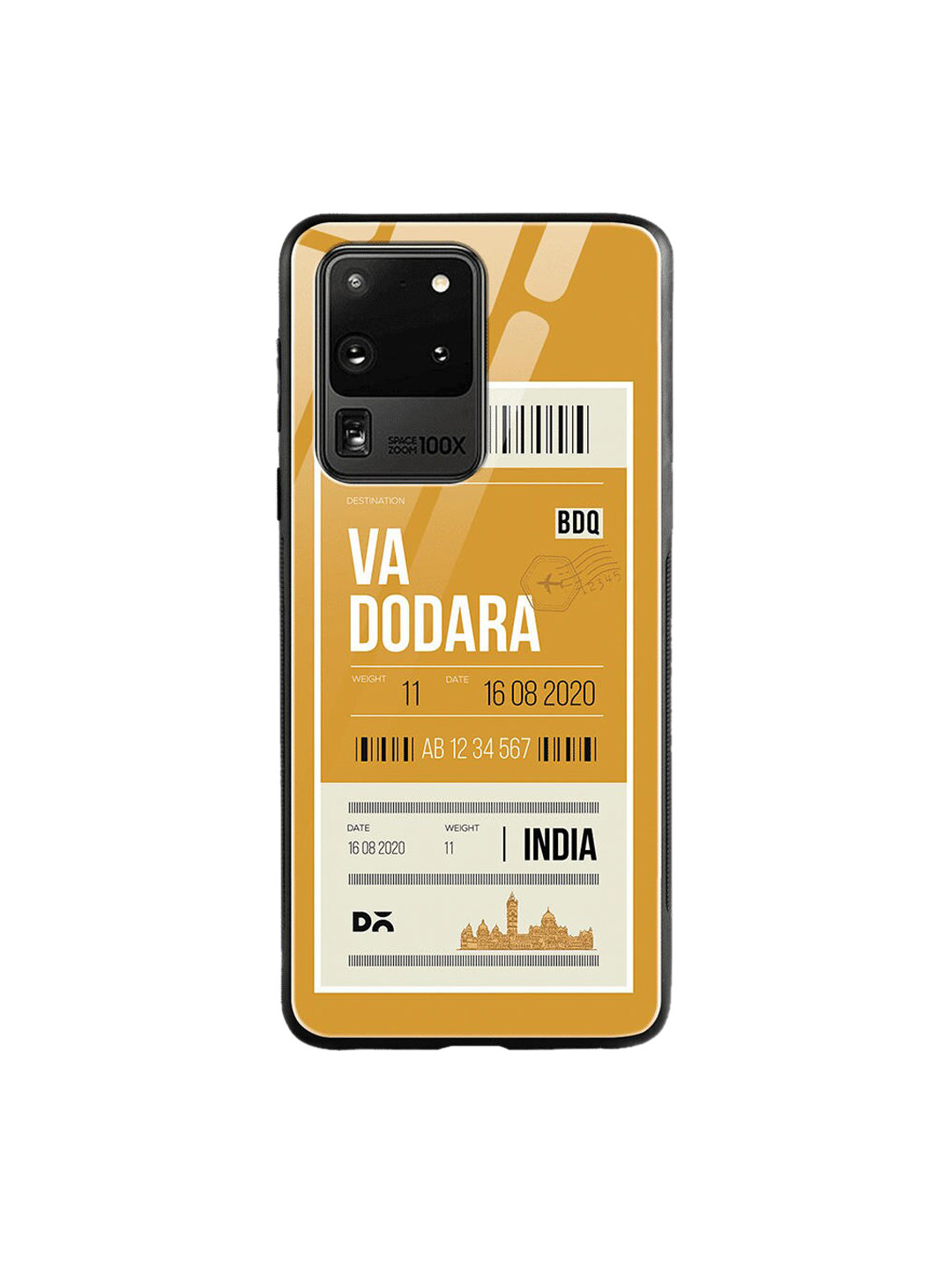 

DailyObjects Mustard Yellow & White Vadodara City Tag Samsung Galaxy S20 Ultra Shock Absorbent Glass Case