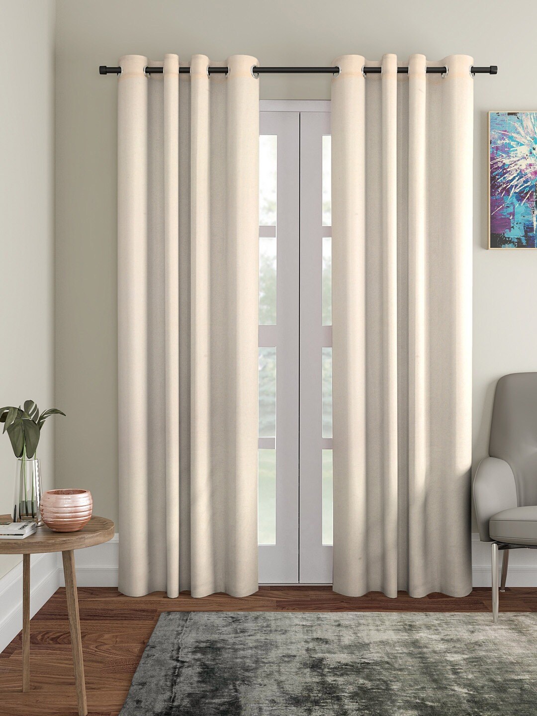 

Kuber Industries Cream-Coloured Set of 2 Door Curtains