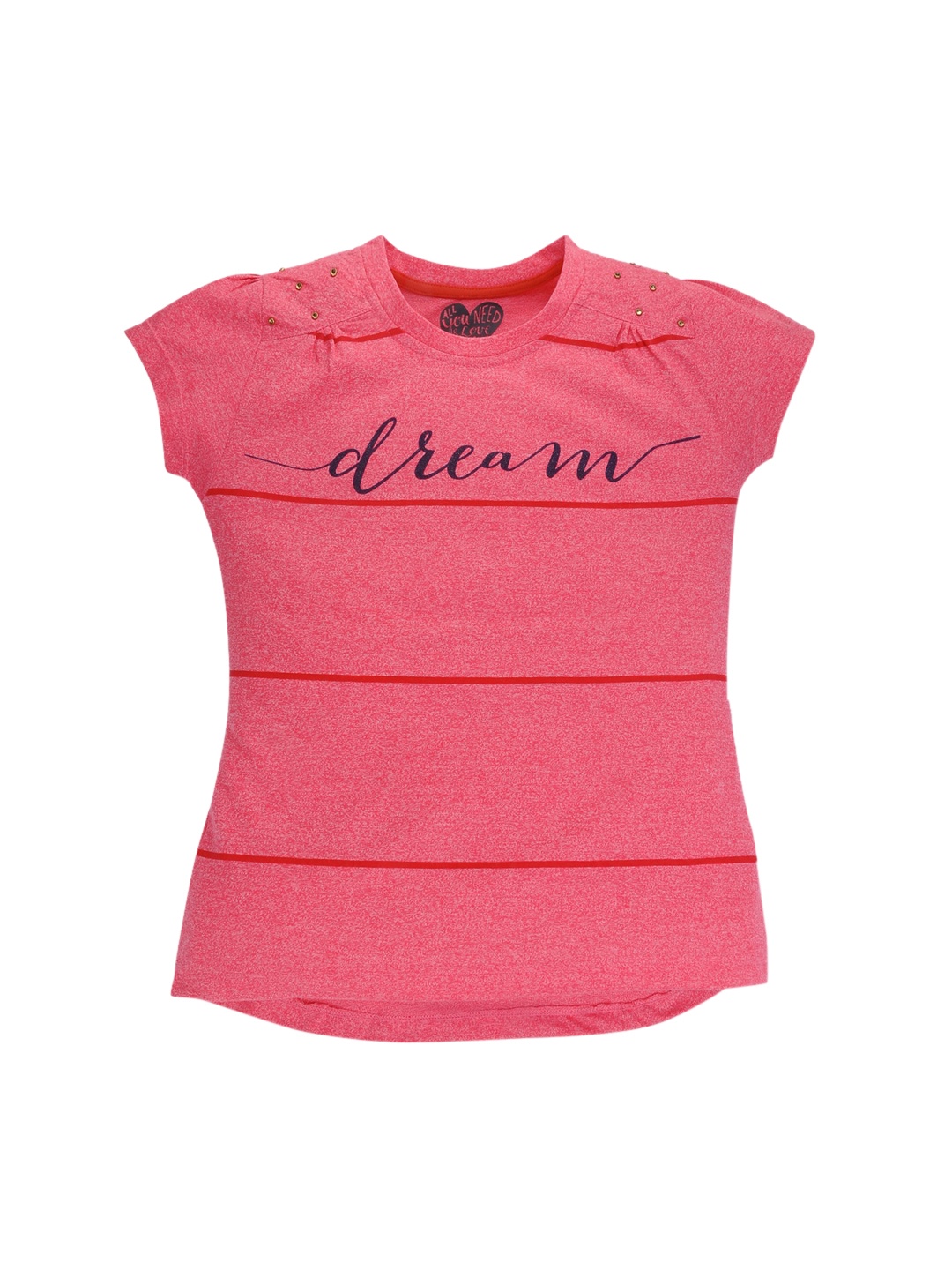 

FEMEA Girls Pink Printed Pure Cotton Top