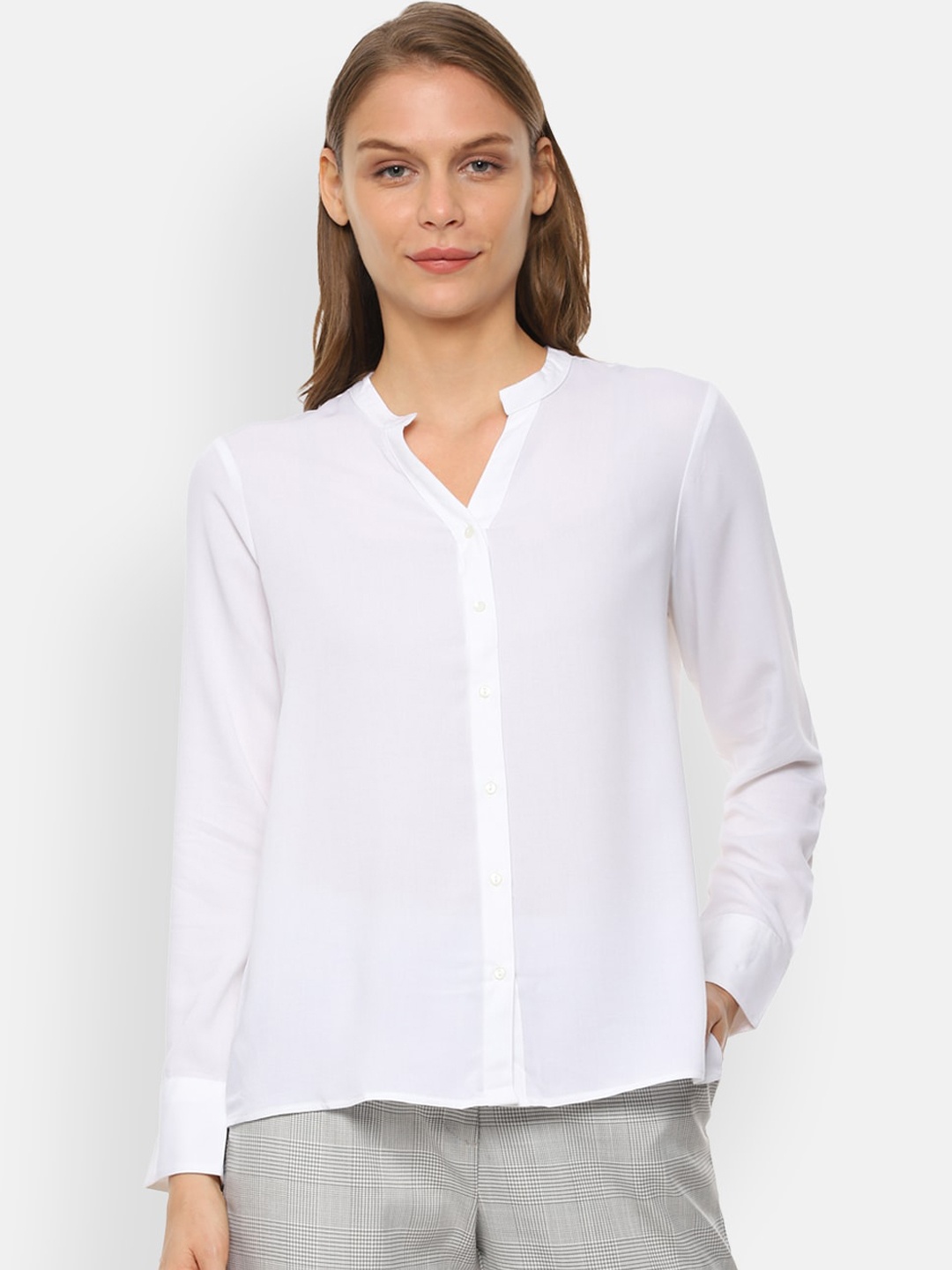 

Van Heusen Woman Women White Regular Fit Solid Semiformal Shirt