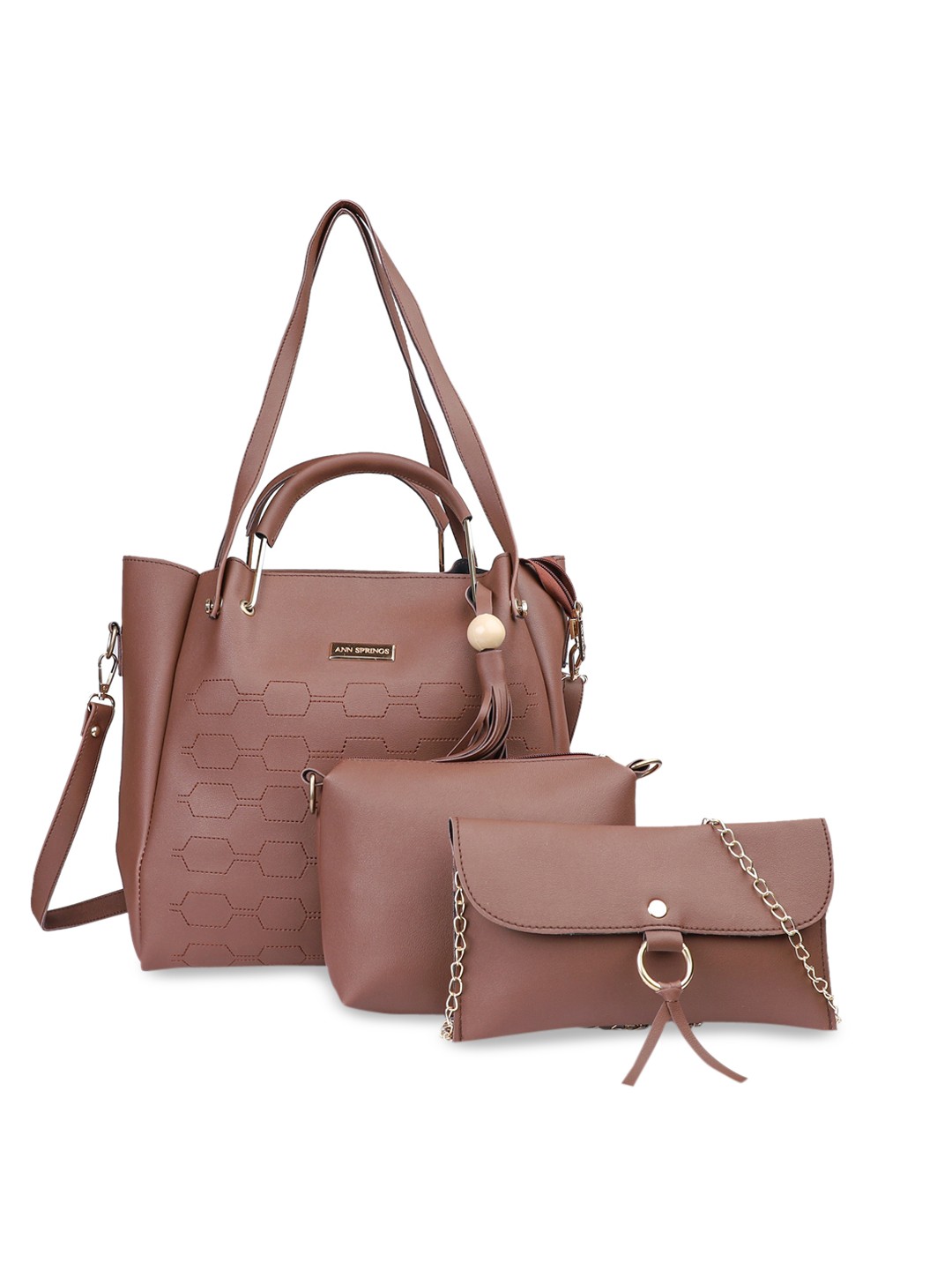 

LEGAL BRIBE Set Of 3 Taupe Solid Handbags