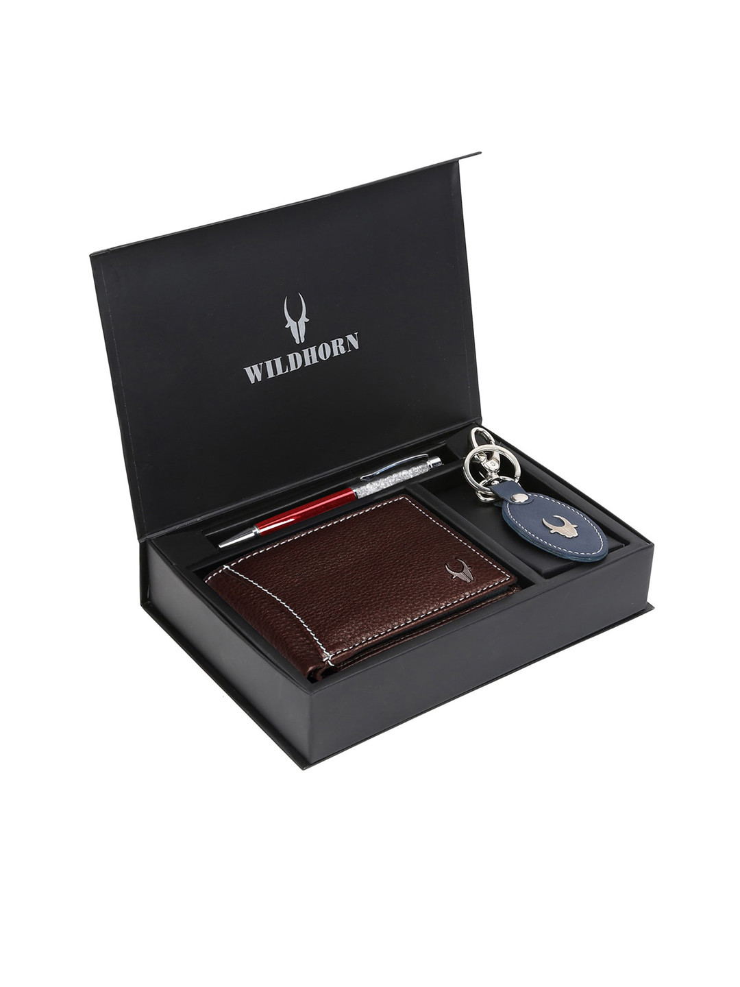 

WildHorn Men RFID Protected Genuine Leather Accessory Gift Set, Brown