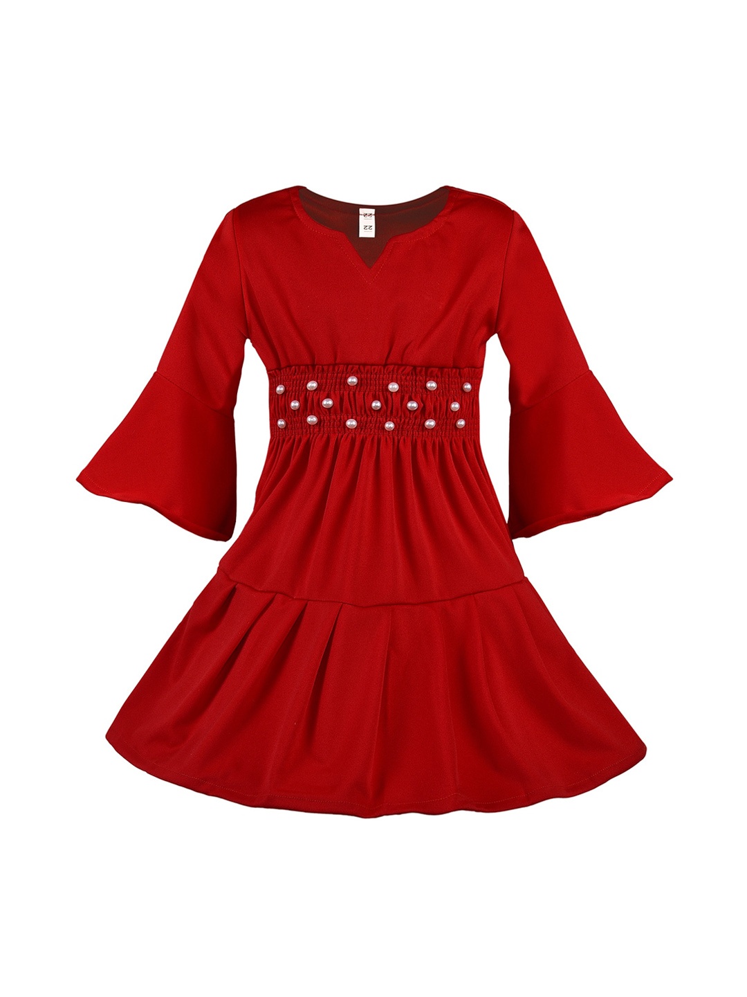 

Wish Karo Girls Red Solid Fit and Flare Dress