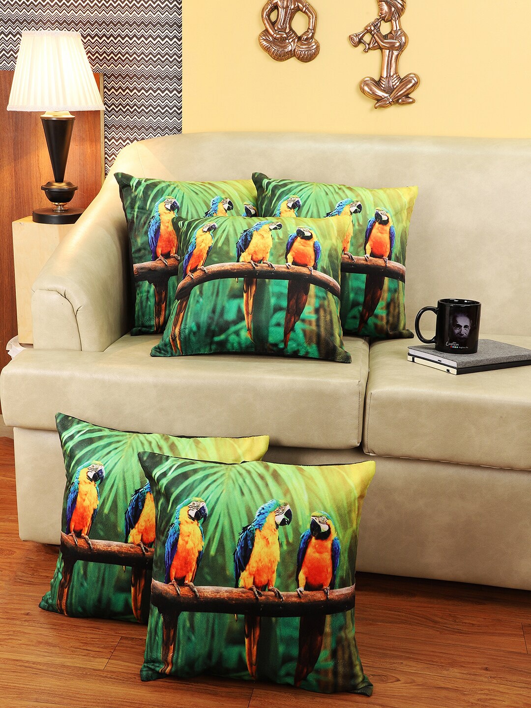 

CDI Green Set of 5 Printed Square Cushion Covers