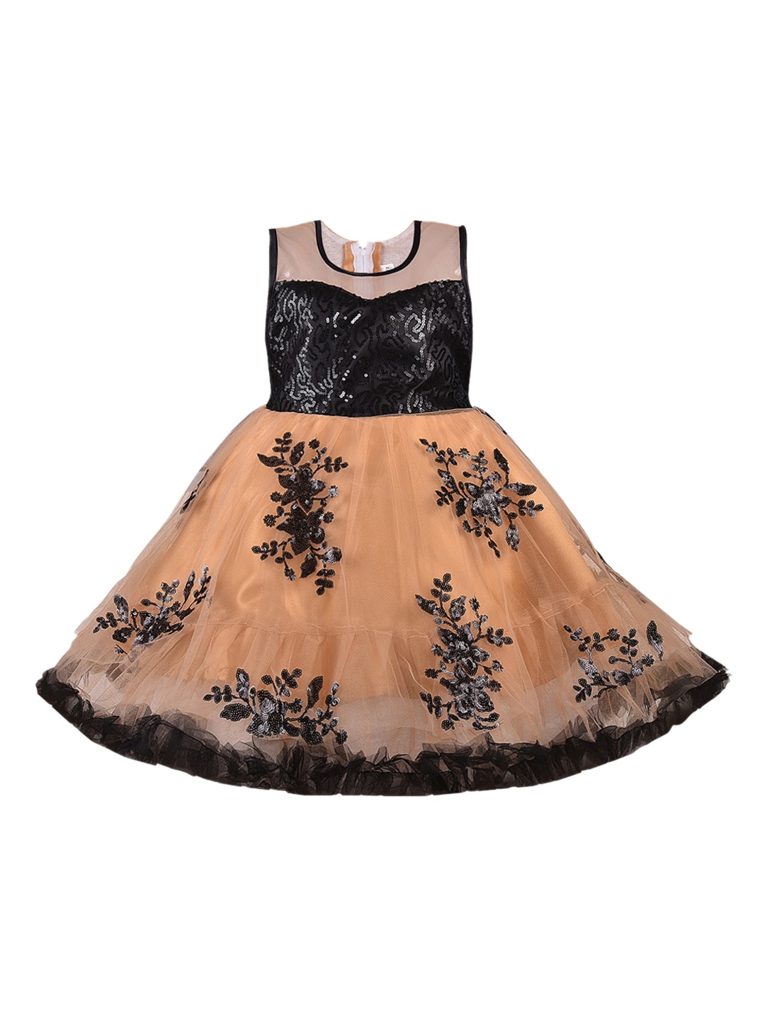 

Wish Karo Girls Beige Embellished Fit and Flare Dress