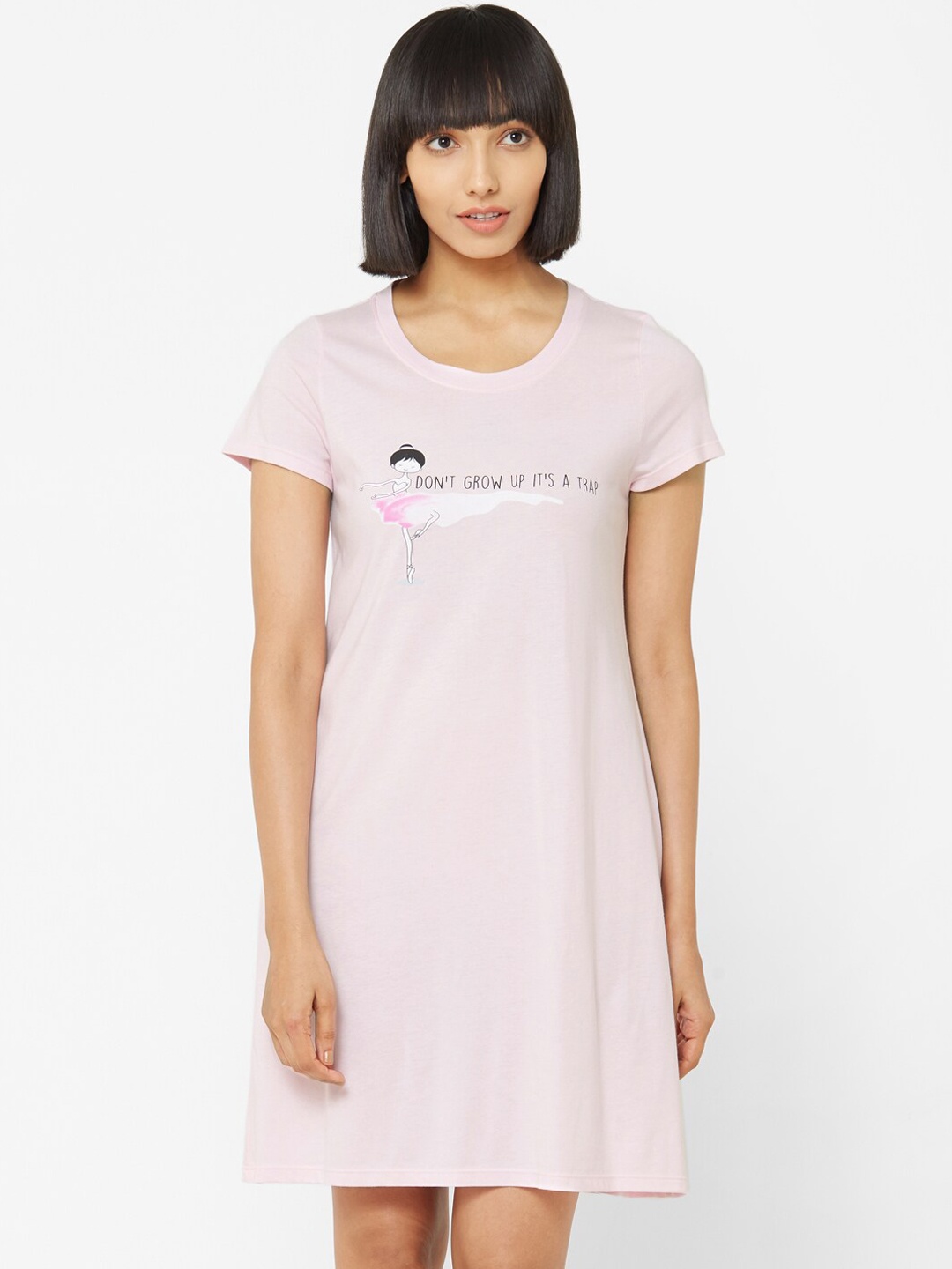 

Soie Women Pink Printed Sleep Shirt
