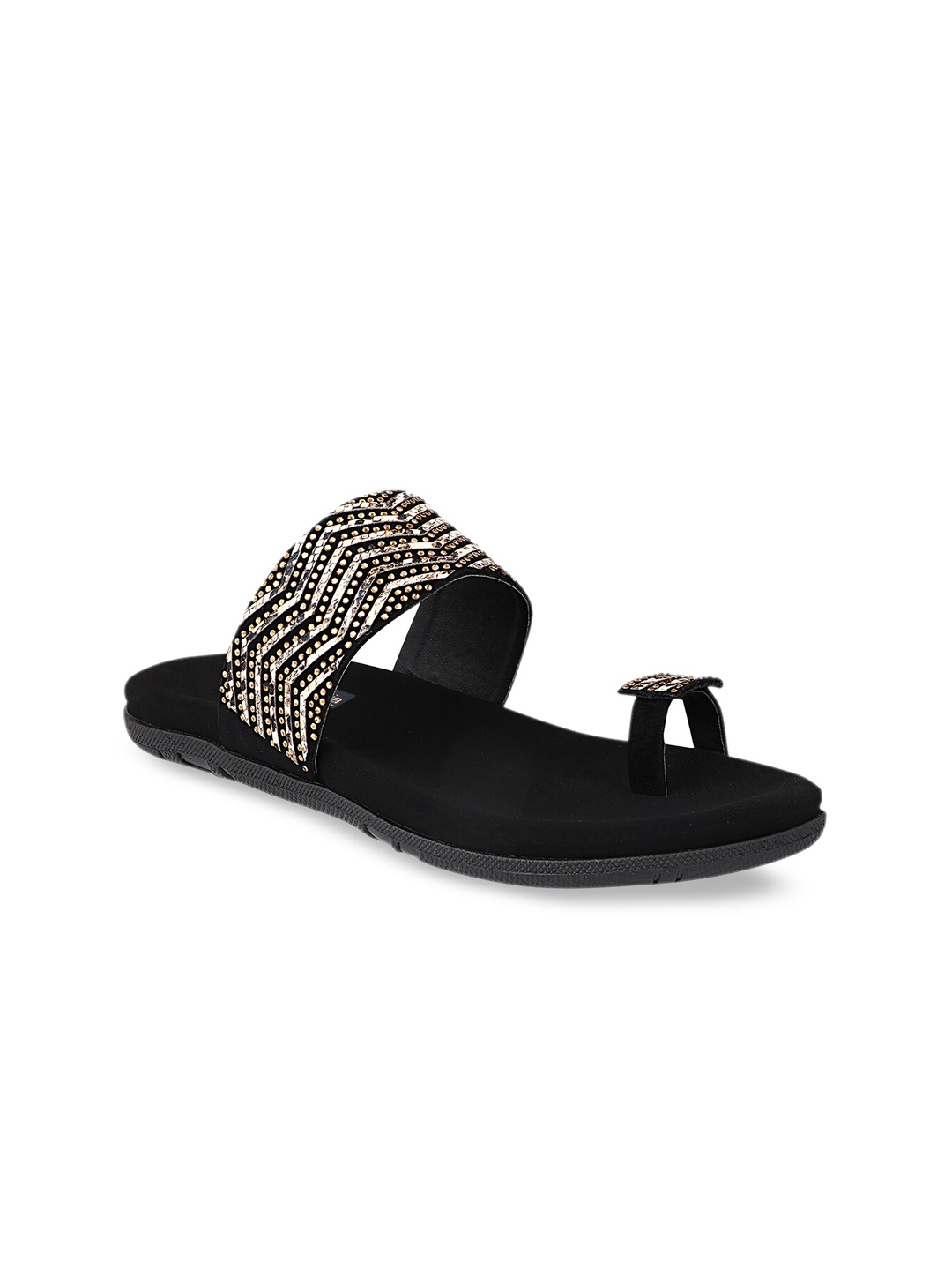 

Shoetopia Women Black Embellished One Toe Flats