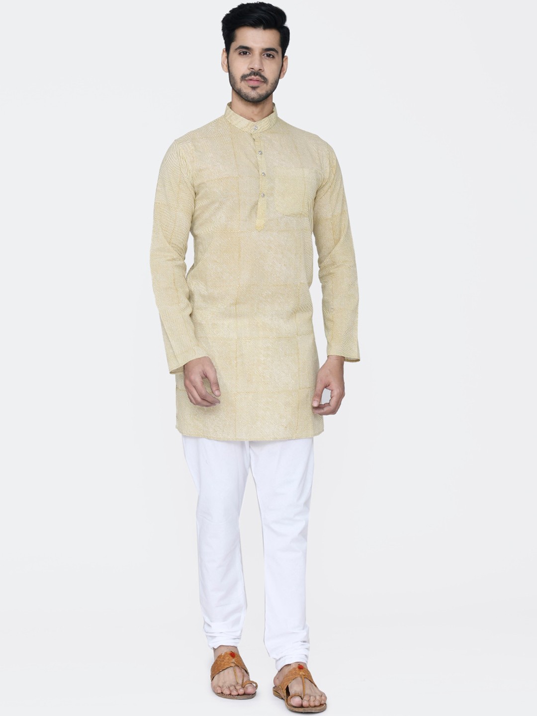 

Wintage Men Beige & White Printed Kurta with Pyjamas