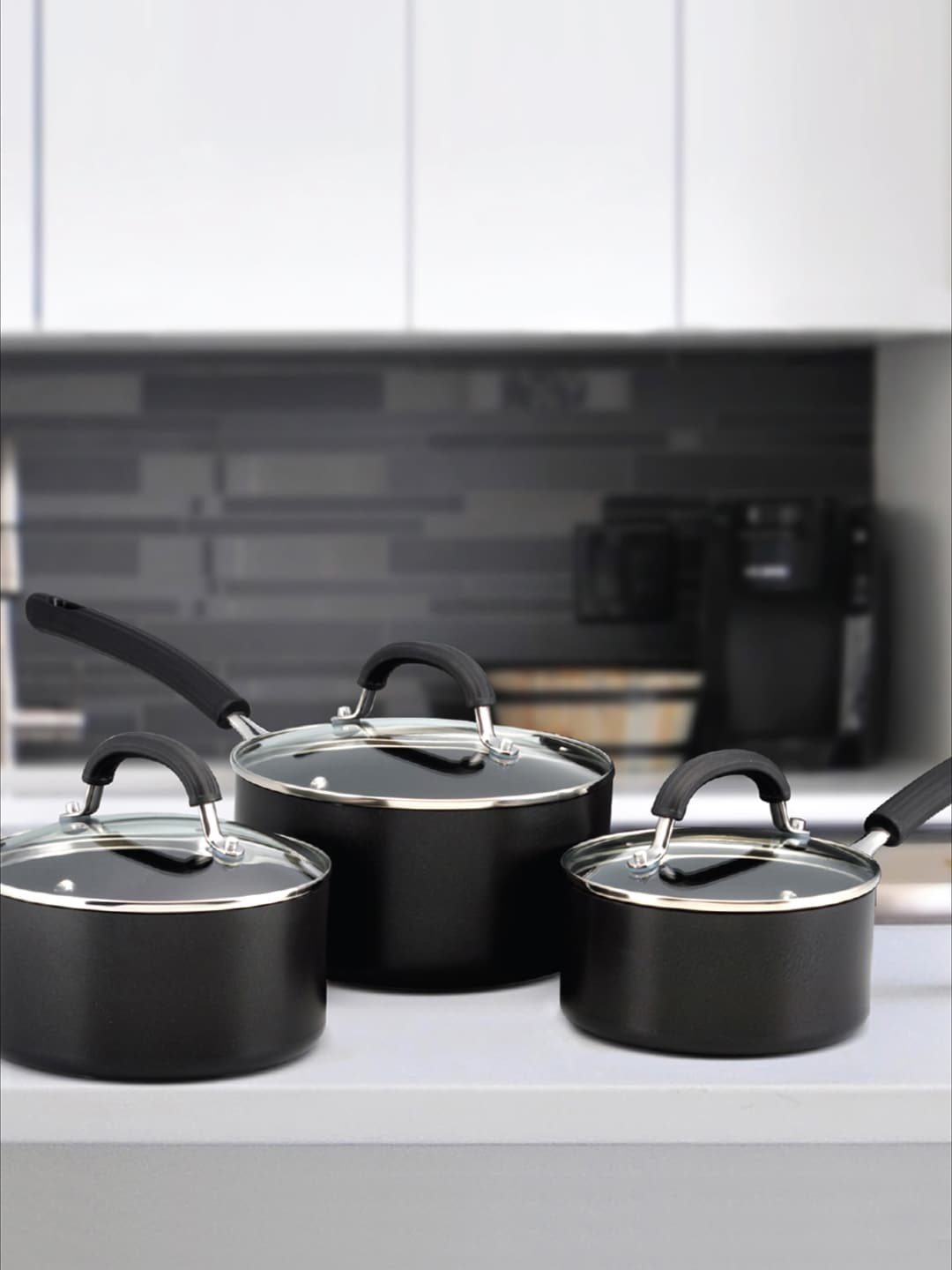 

MEYER Black & Transparent Circulon Origins Non-Stick Hard-Anodized Saucepan 20 cm