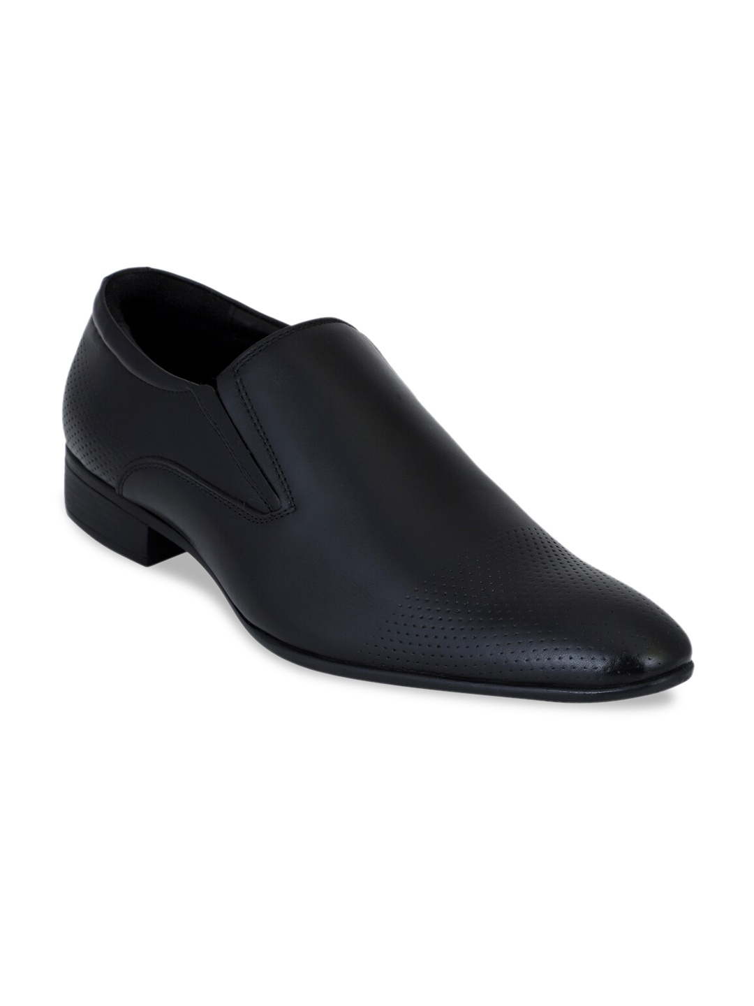 

pelle albero Men Black Solid Leather Formal Slip-Ons