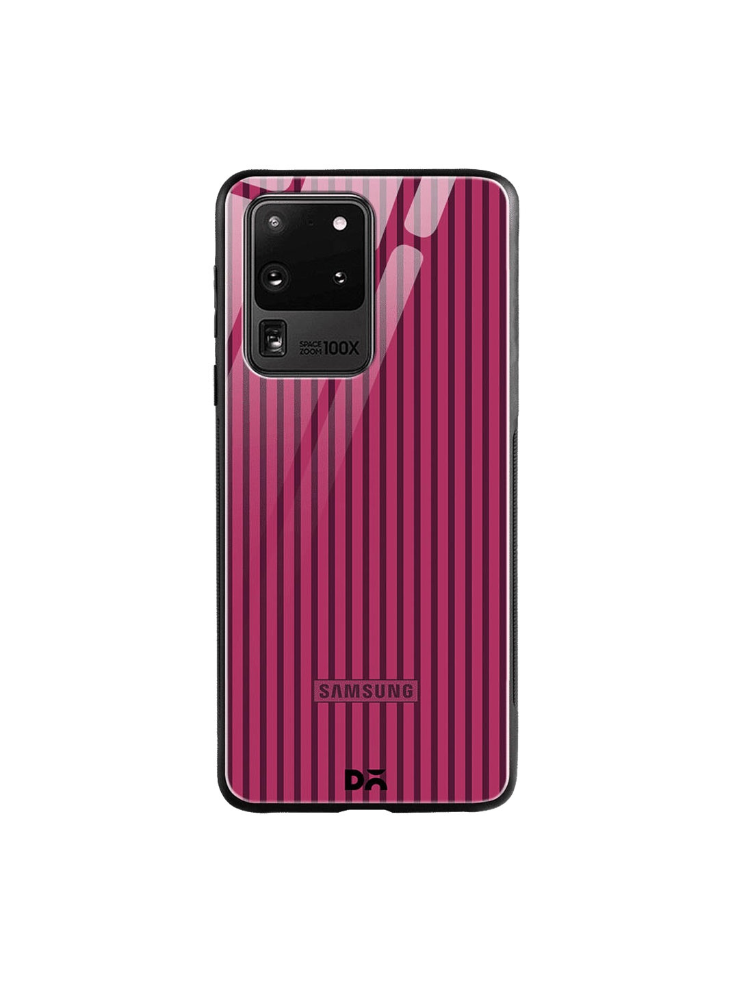 

DailyObjects Pink & Burgundy Stripes Samsung Galaxy S20 Ultra Shock Absorbent Glass Case
