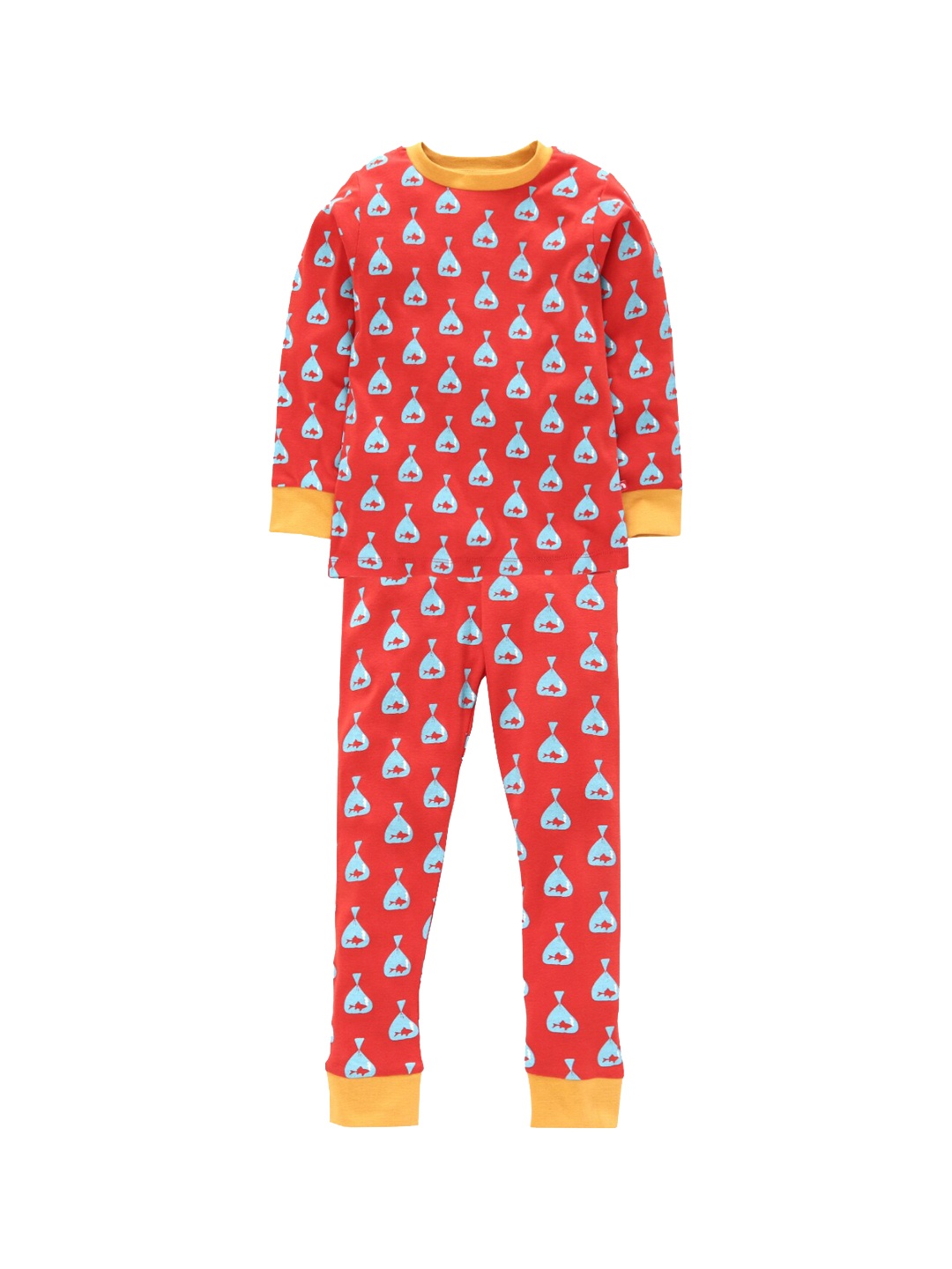 

Nino Bambino Unisex Kids Red & Yellow Organic Cotton Printed T-shirt with Pyjamas