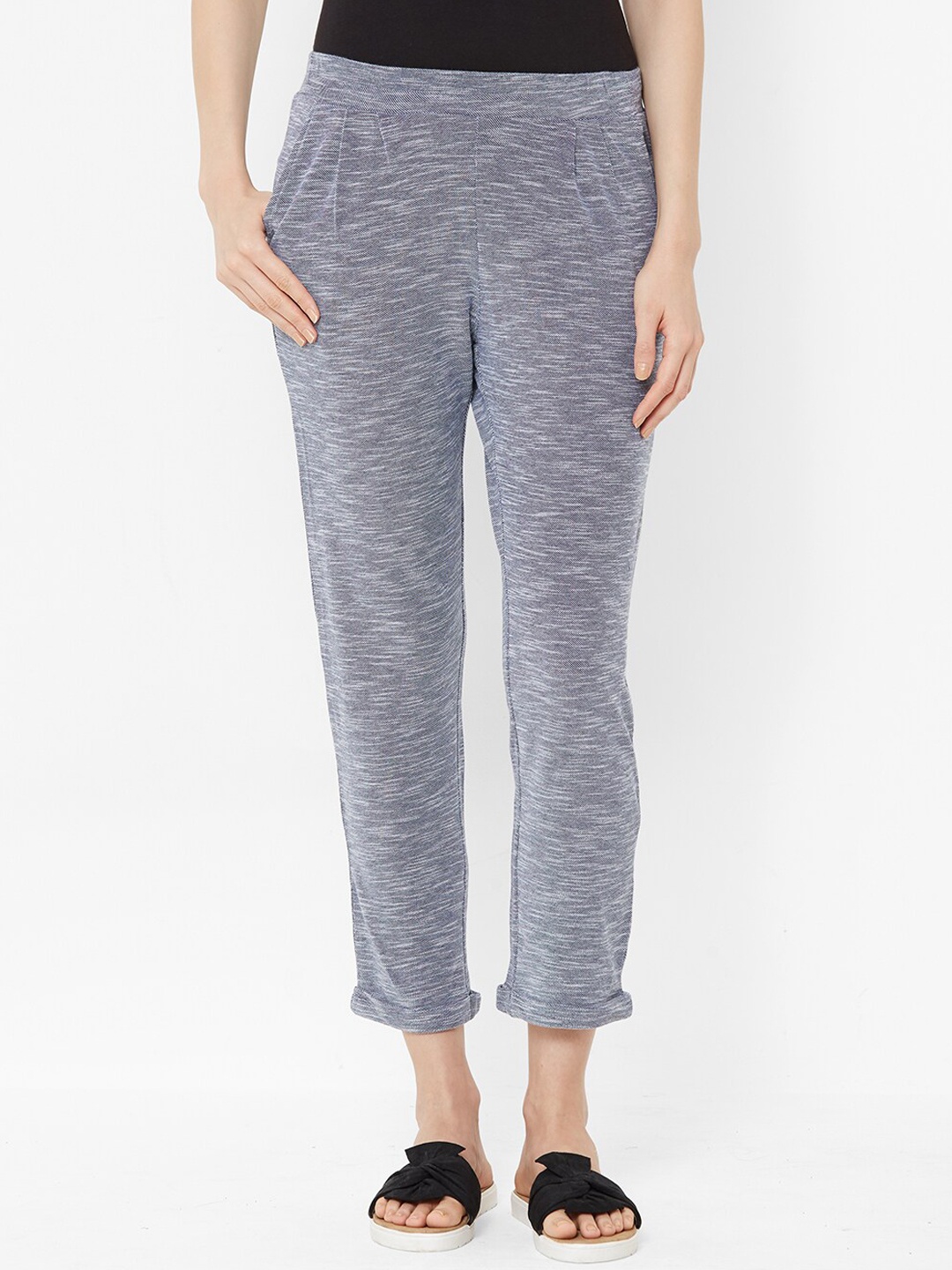 

Mystere Paris Women Navy Blue Textured Stylish Lounge Pants