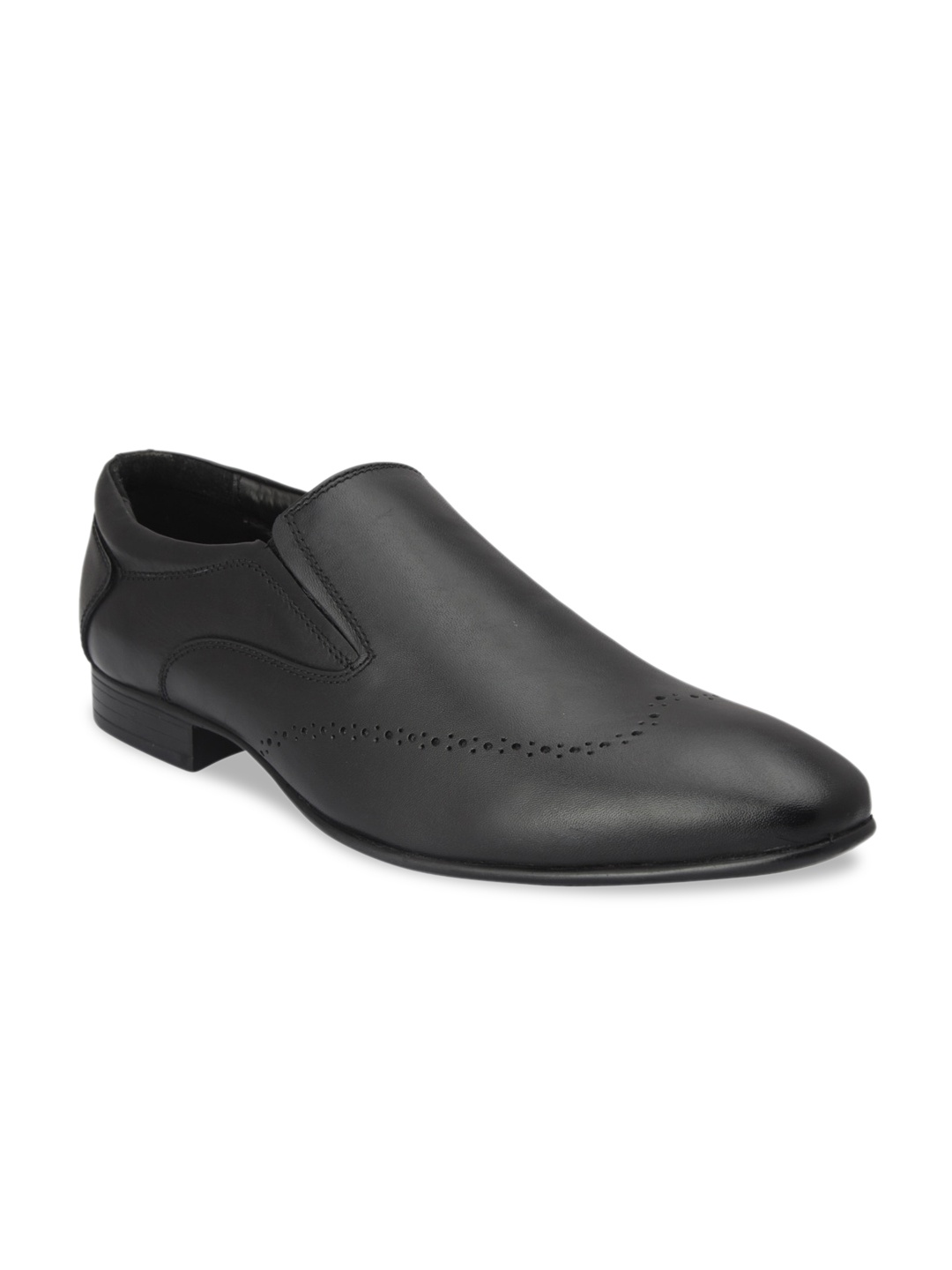 

pelle albero Men Black Solid Leather Formal Slip-Ons