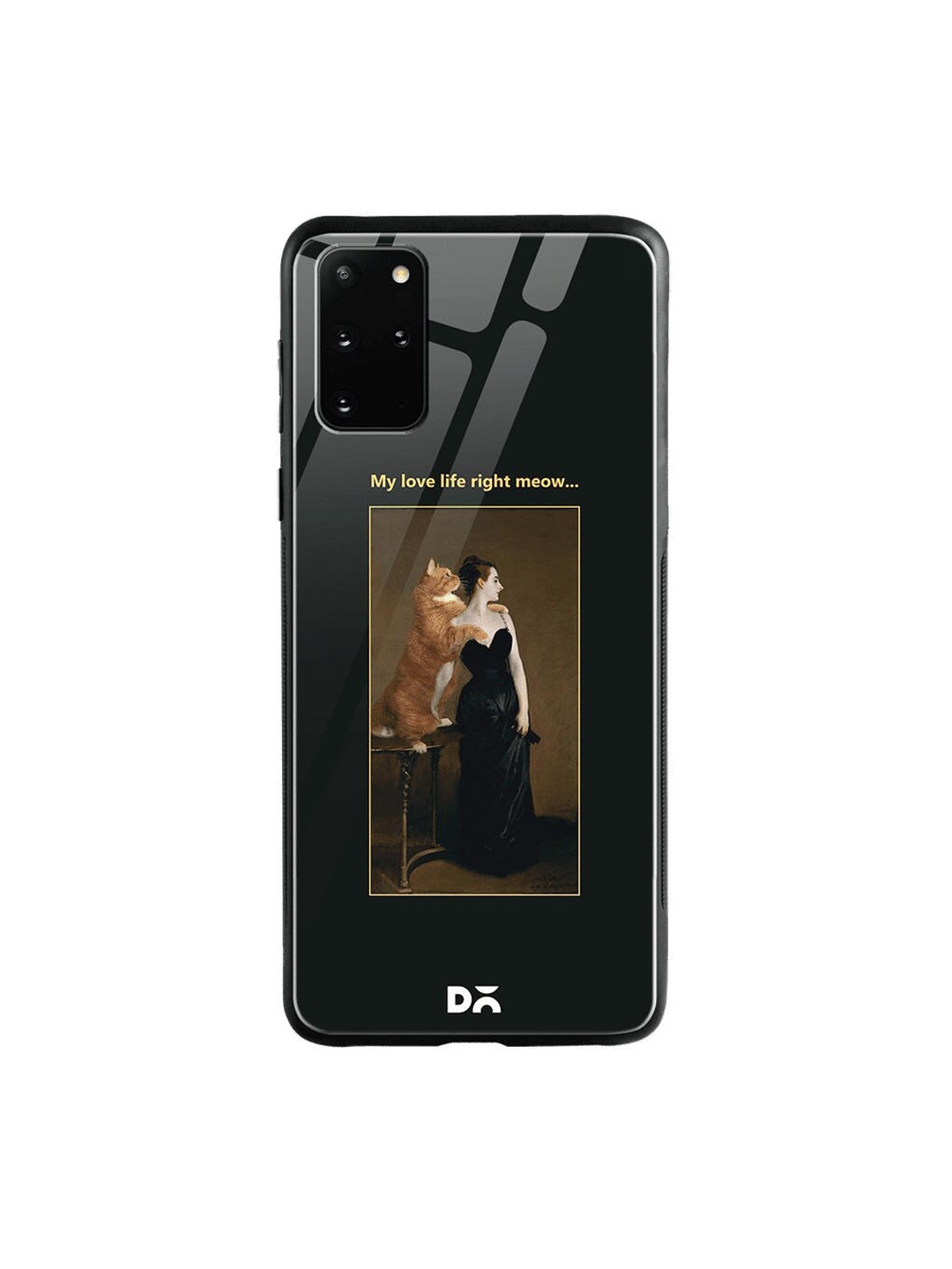 

DailyObjects Black Love Life Meow Samsung Galaxy S20 Plus Shock Absorbent Glass Case