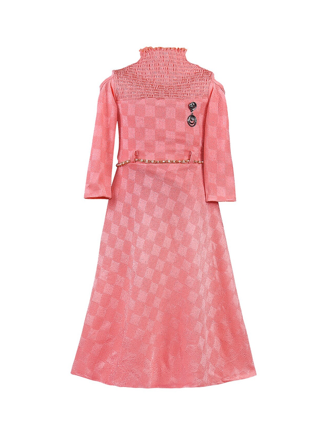 

Wish Karo Girls Pink Self Design A-Line Dress