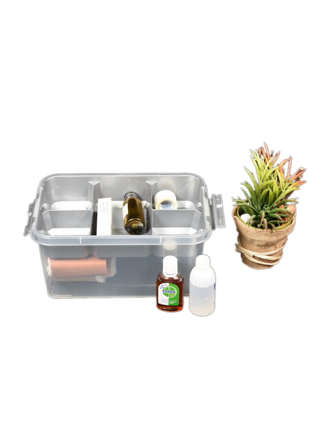 

NOW & ZEN Set Of 2 Transparent & Black Solid Handy Box With Tray Inside