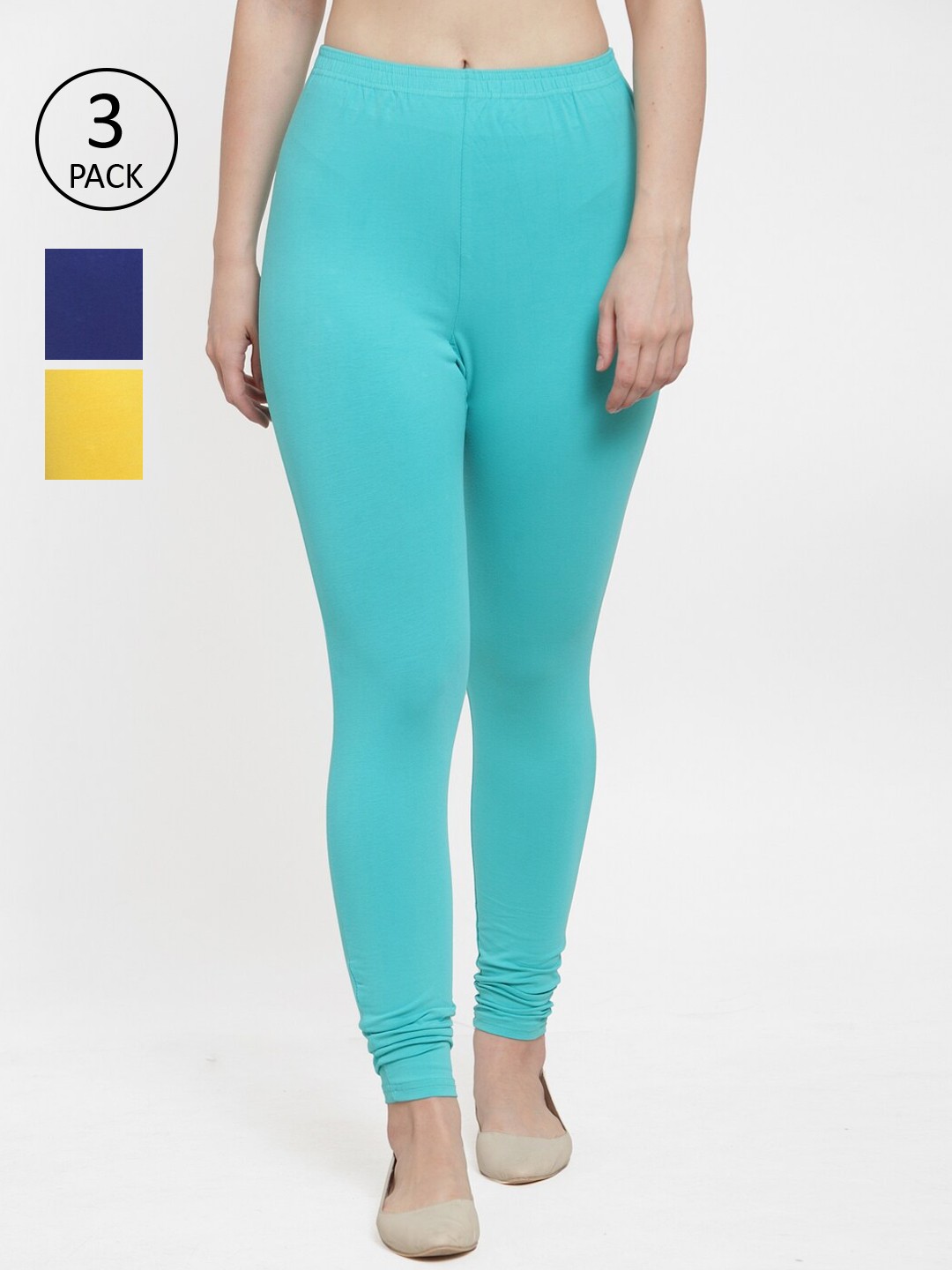 

GRACIT Women Pack Of 3 Solid Leggings, Blue