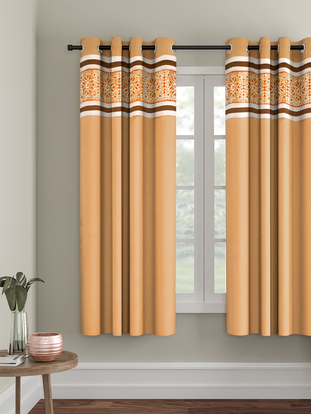 

eyda Copper-Coloured Single Room Darkening Window Curtain