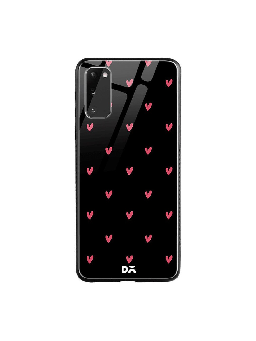 DailyObjects Black & Pink Bundle Heart Samsung Galaxy S20 Shock Absorbent Glass Case