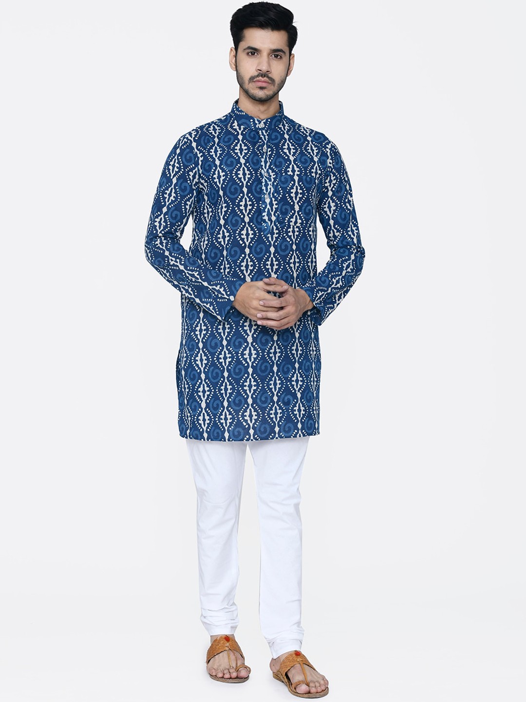 

Wintage Men Blue & White Printed Kurta with Pyjamas