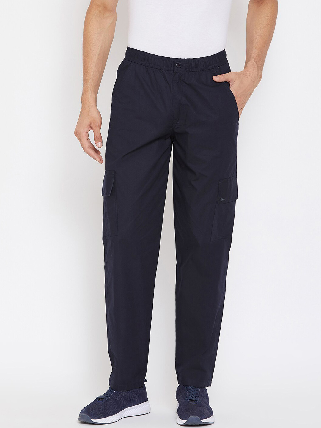 

Okane Men Navy Blue Solid Track Pants