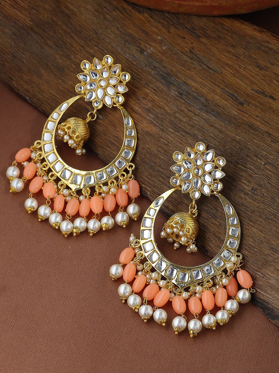

Shoshaa Gold-Plated & Peach-Coloured Classic Chandbalis