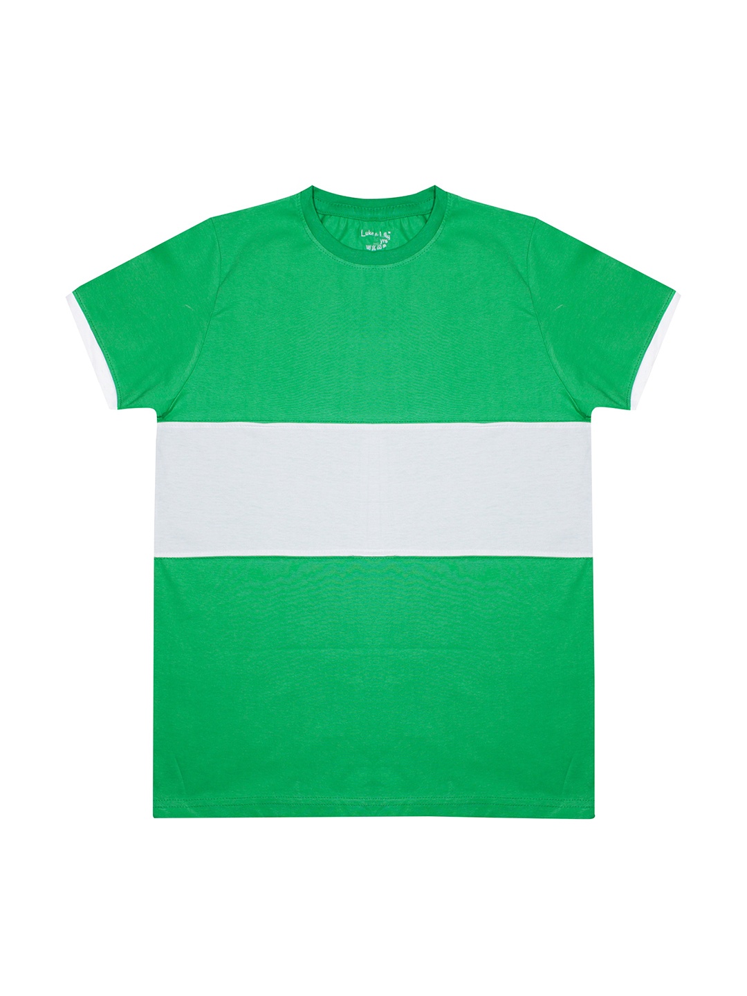 

Luke & Lilly Boys Green & White Colourblocked Round Neck T-shirt